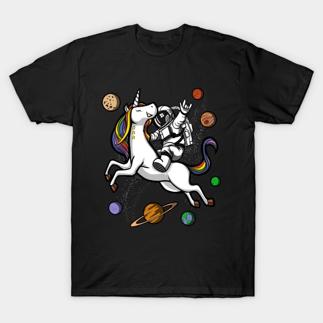 Space Astronaut Riding Unicorn T-Shirt by underheaven